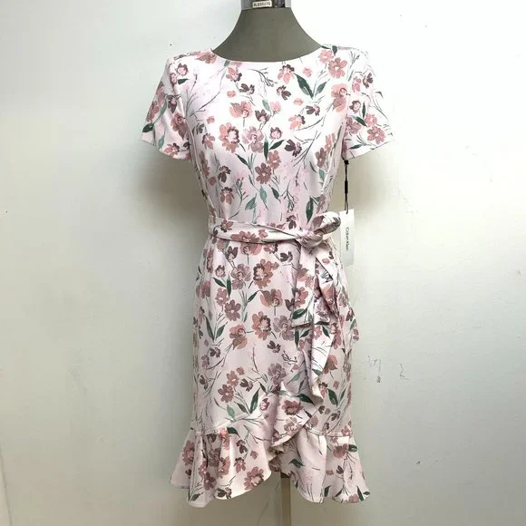 Calvin Klein | Dresses | New Calvin Klein Fit And Flare Dress Wrapping  Flounce Hem | Poshmark